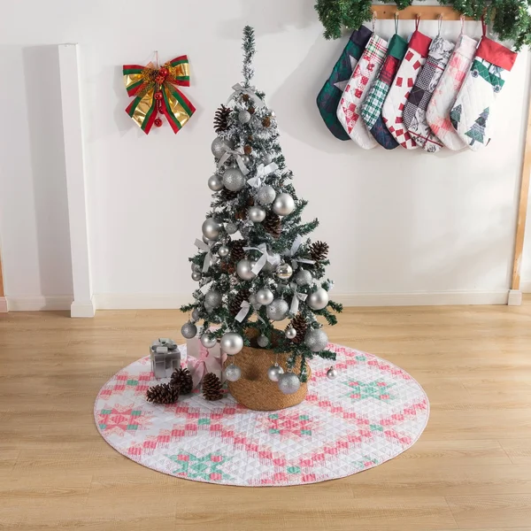 Country Living 48 in. Retro Star Polyester Microfiber Quilted Tree Skirt