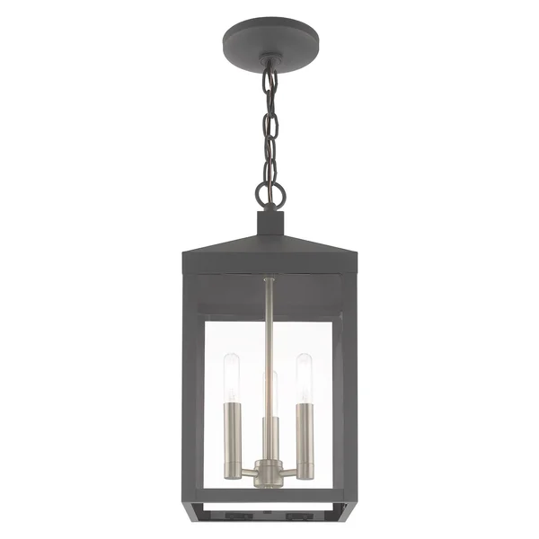 Livex Lighting Nyack Outdoor Pendant Lantern Nordic Gray 3 Light 20593-80