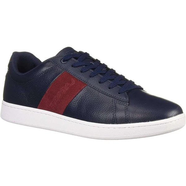Lacoste Men's Carnaby Evo Tricolor Leather Sneakers : Navy/Dark Red