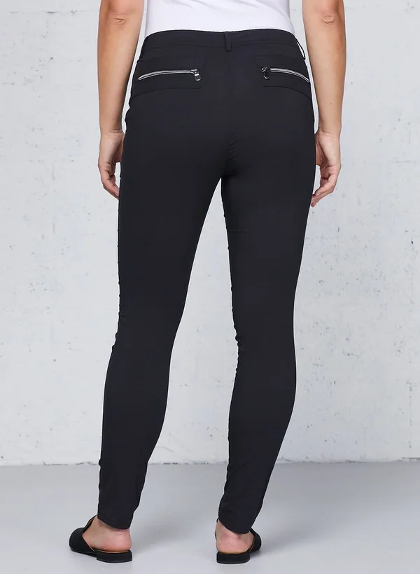 Gail Curvy High Waisted Zip Detail Pants - Khaki, L, Best Women's Travel Clothing