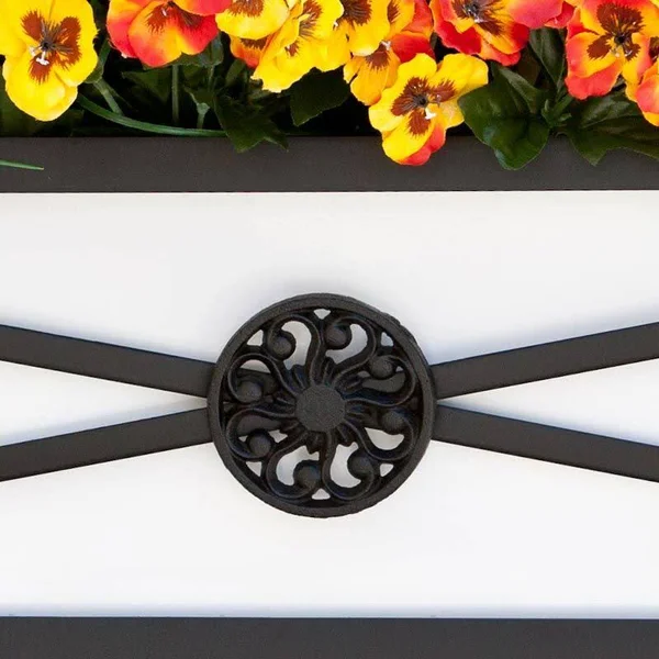 60x22 Medallion Decora Window Boxes w/White Galvanized Liner