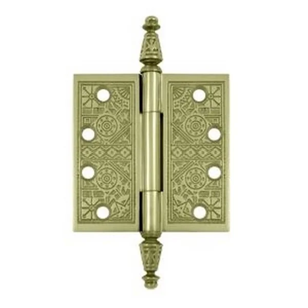 Deltana DSBP44U3-UNL Solid Brass Ornate 4-Inch x 4-Inch Square Corner Hinge