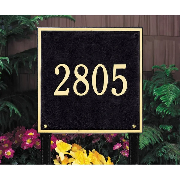 Whitehall Square 1-Line Lawn Plaque White/Black Letters