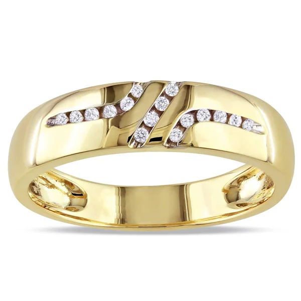 Miadora 10K Yellow Gold Men's 1/10ct TDW Diamond Wedding Band Ring 9