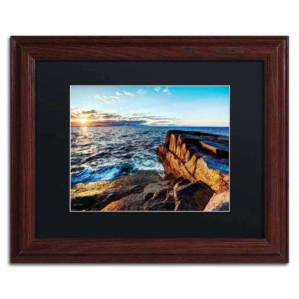Trademark Art &Sunrise Over The Atlantic in Maine& by David Ayash Framed Photographic Print Size: 11x22 H x 14x22 W - Matte Color