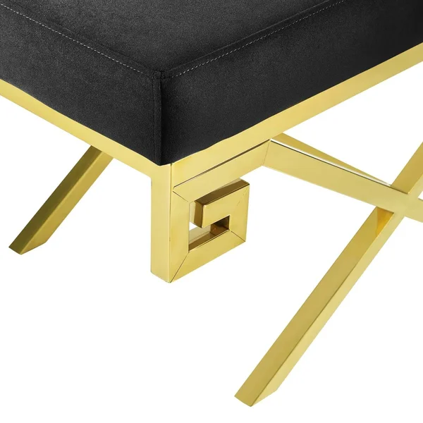Modway Gold Gray Rove Velvet Bench