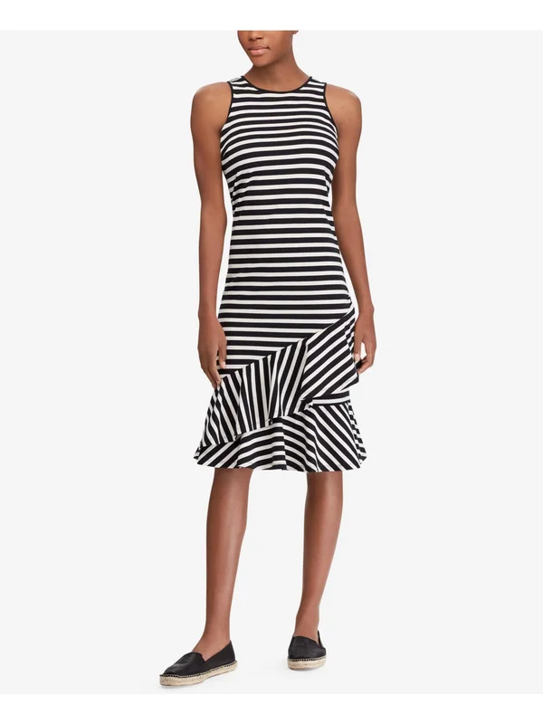 Lauren Ralph Lauren Women's Sleeveless Striped Cotton Dress (XXL - Black)