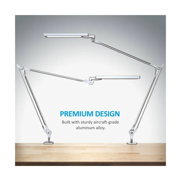 BYB E430 Metal Architect LED Desk Lamp - Swing Arm Task Lamp with CLAMP, Eye-Care