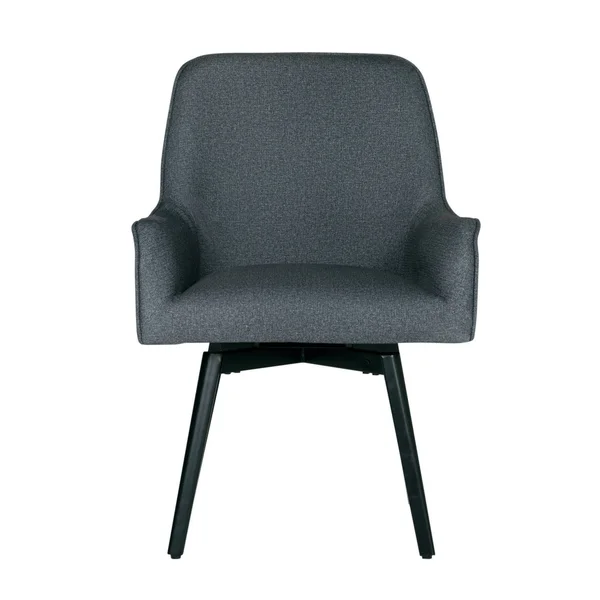 Studio Designs Home Spire Luxe Charcoal Gray Swivel Dining - Office Chair with Arms and Metal Legs