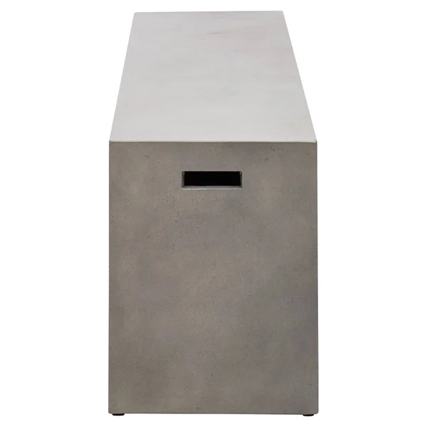 Lydia Modern Classic Grey Concrete Outdoor Bench - Dark Grey, Stone/Concrete, Kathy Kuo Home