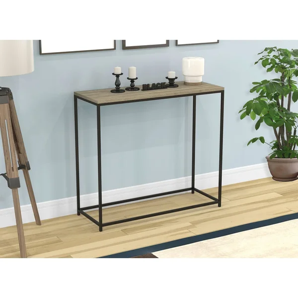 Safdie & Co. Console Table-Dark Taupe/Black Metal