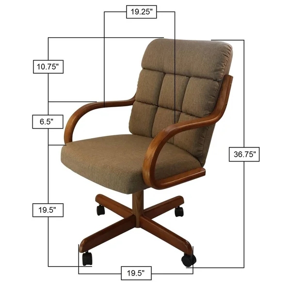 Caster Chair Company Camile Swivel Tilt Caster Arm Chair in Toast Tweed Fabric