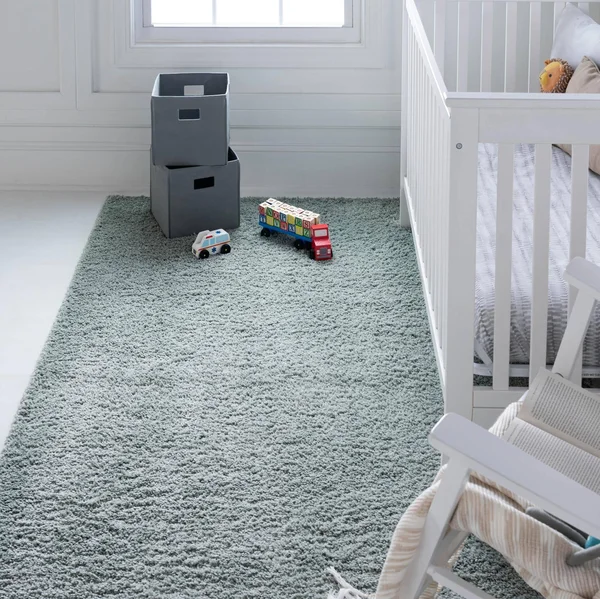 Soft Solid Shag Sage Green 9x12 Large Area Rug