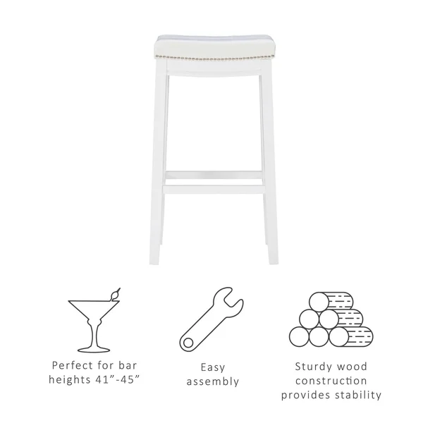 Claridge Barstool White - Linon BS254WHT01U