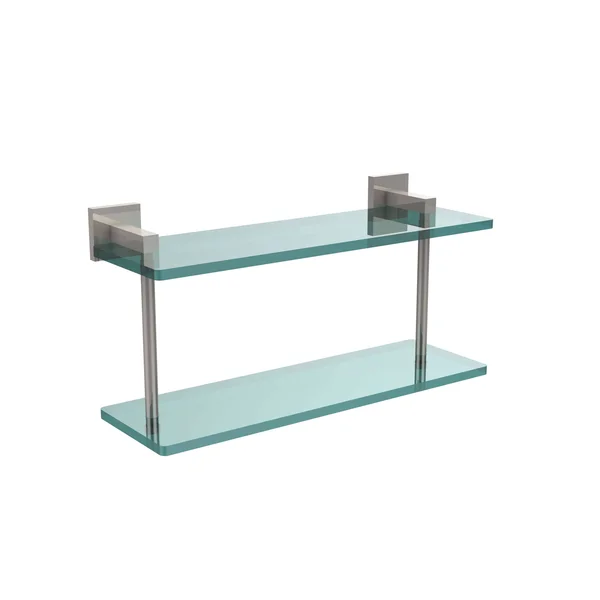 Allied Brass Montero Collection 16 inch Two Tiered Glass Shelf Polished Nickel