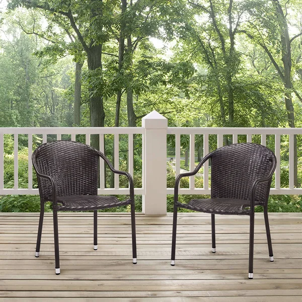 Crosley Palm Harbor Outdoor Wicker Stackable Chairs - Brown - 2 pack