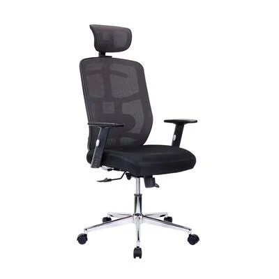 Techni Mobili High Back Executive Mesh Office Chair with Arms, Lumbar Support and Chrome Base, Black Inbox Zero