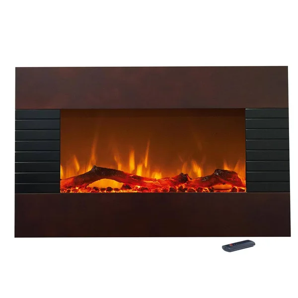 Trademark Games 35.5 in. Wall-Mount Electric Fireplace in Mahogany - Maghony