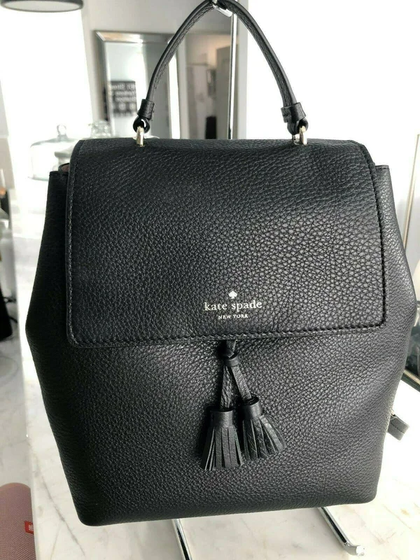 Kate Spade Hayes Medium Leather Backpack (Black/Warm)