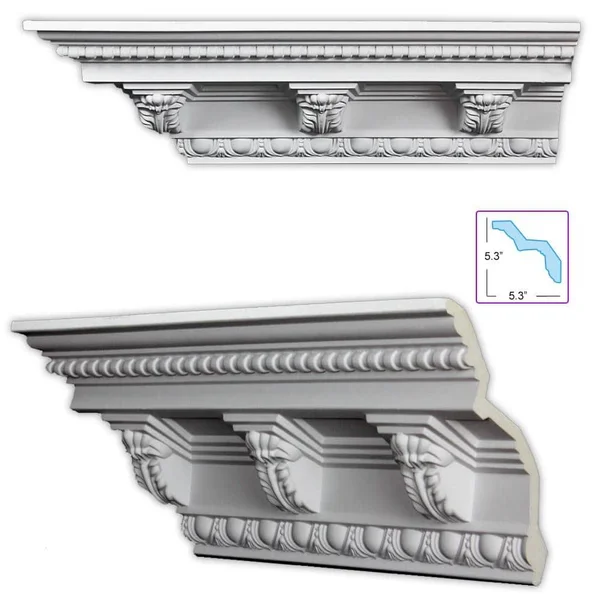 uDecor Baroque-Style 7.5-inch Crown Molding (Pack of 8) (primed White - Crown Molding)
