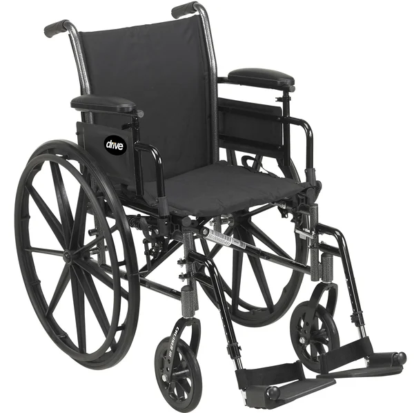 Drive Medical Cruiser III Light Weight Wheelchair with Flip Back Removable Arms - Desk Arms, Swing away Footrests, 16x22 Seat