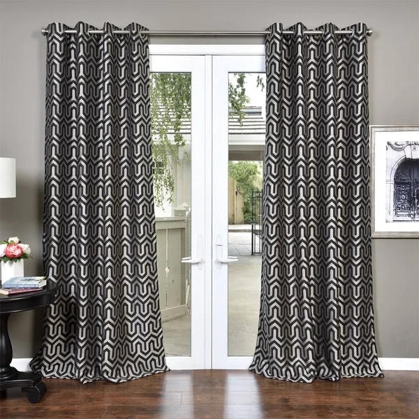 Lambrequin Kenya Heavy Jacquard Lined Curtain PANEL, Blue
