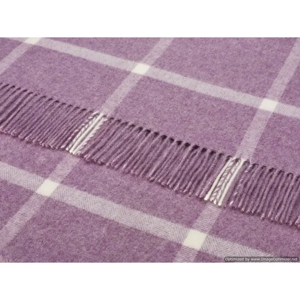 Bronte Moon Merino Lambswool Windowpane Beige Throw Blanket