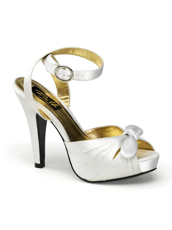 Pin Up Couture BETTIE-04 - 4 1/2 inch Retro Satin Sandal - Ivory 9