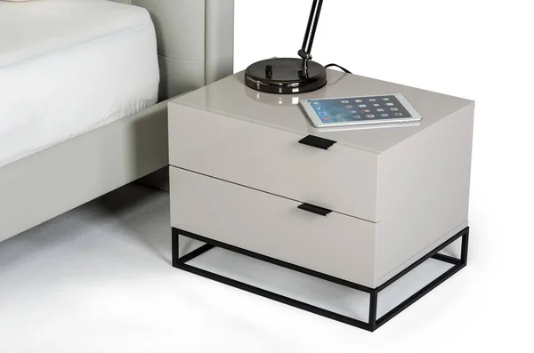 16x22 Grey MDF and Metal Nightstand