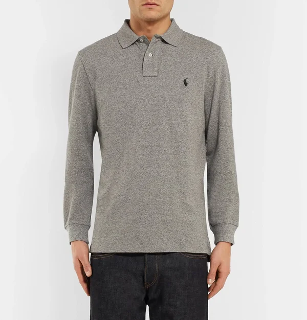 Polo Ralph Lauren Long Sleeved Polo Shirt, Grey, M