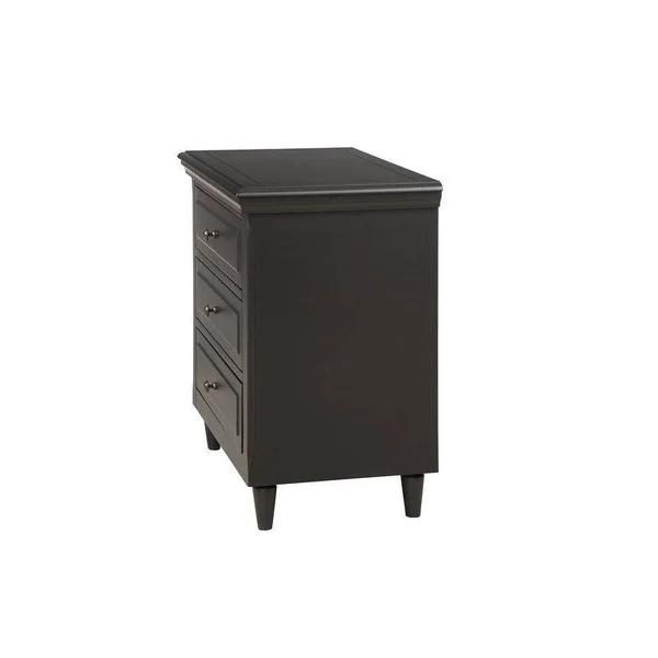 AOOLIVE 3-Drawer Nightstand Storage Wood Cabinet, Black Pine Wood - MDF