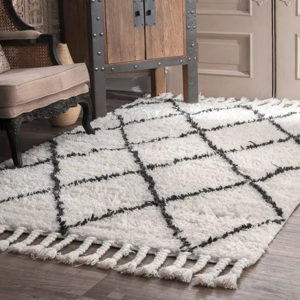 Oliver & James Zoe Hand-Knotted Wool Shag Rug - 5& x 8& (Grey)