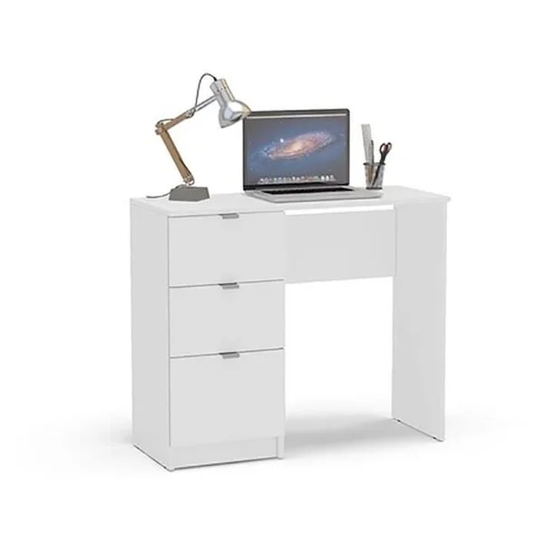 Porch & den Spindler White 3-Drawer Writing Desk - Matte