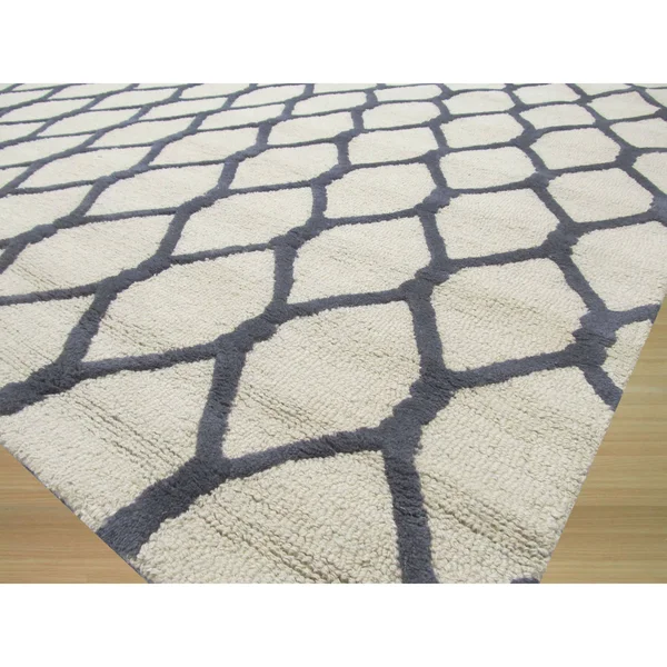 EORC Vc1001bg Ivory Hand Tufted Wool Chain-Link Rug, 5& x 8&