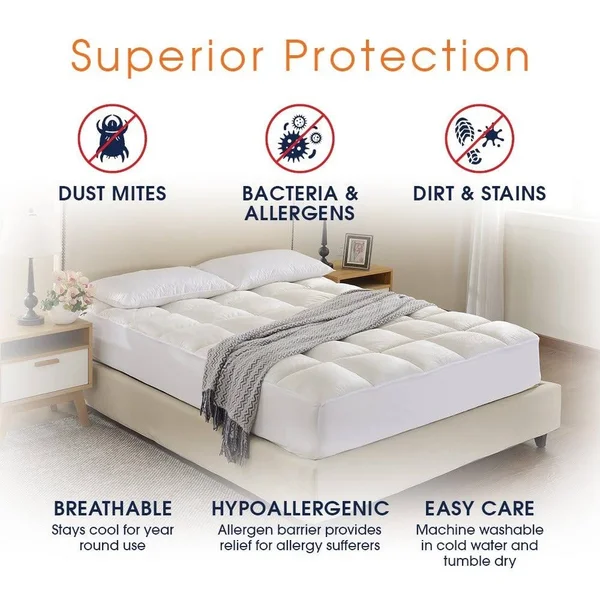 Cheer Collection Microplush Luxurious Alternative Down Mattress Pad, Topper and Protector (White - Twin)