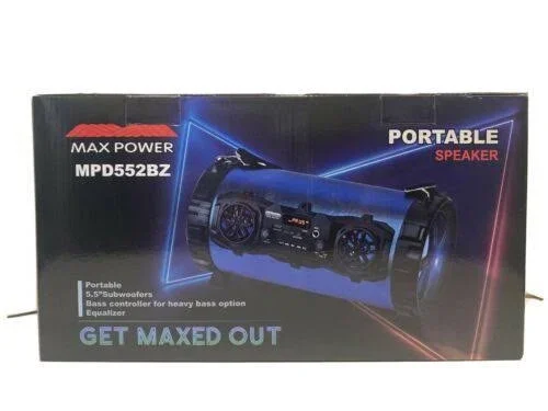 Max Power MPD552BZ Portable Speaker W/5.5 Subwoofers Bass Controller Equalizer