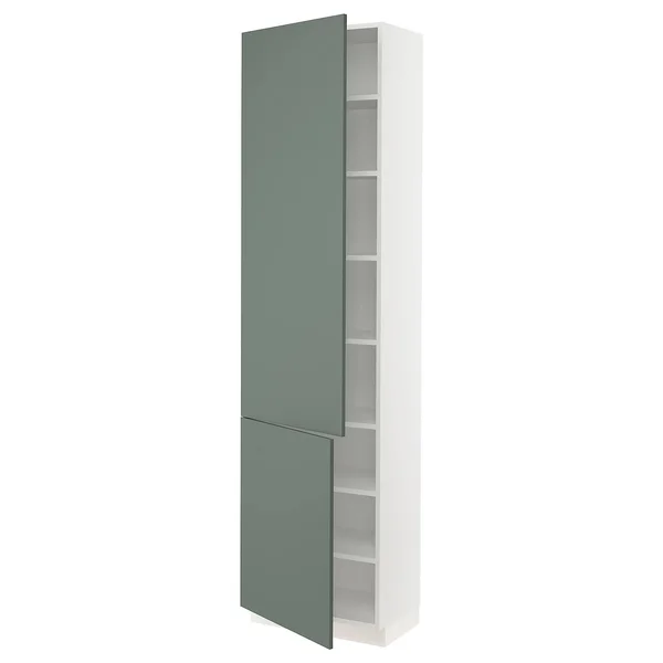 IKEA - SEKTION High Cabinet with shelves/2 Doors - white/Bodarp Gray-Green, 24x15x90 09366797
