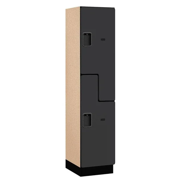 Salsbury Industries 18-27168blk 18x22 Wide Double Tier &S& Style Designer Wood Locker - 1 Wide - 6 Feet High - 18 Inches Deep