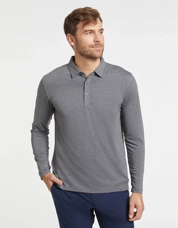 Solbari UPF 50+ Men's Sun Protection Long Sleeve Polo Fitness Shirt - UV Protection, Sun Protective