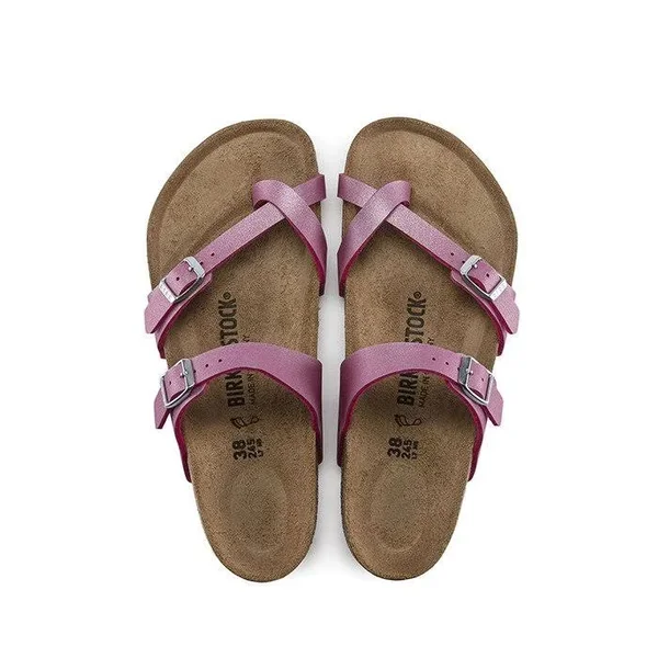 Birkenstock Mayari Birko-Flor Icy Metallic Fuchsia Tulip Thong Sandals