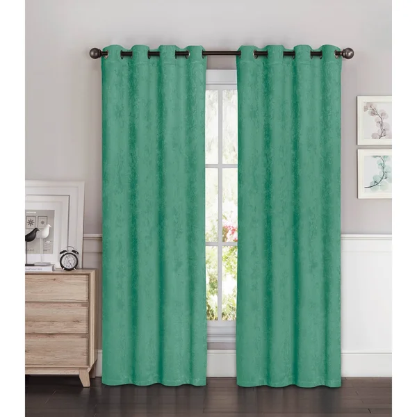 Bella Luna Faux Suede Room Darkening Grommet Curtain Panel Pair - Beige, 108x22 x 96x22