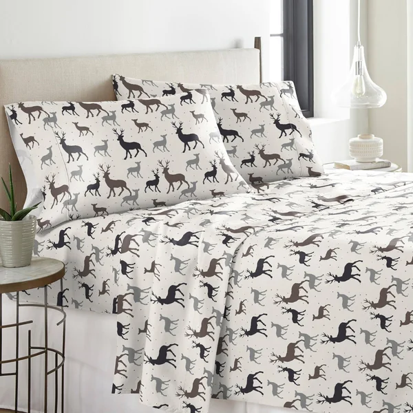 Pointehaven Solid or Print Cotton Heavyweight Flannel Sheet Set - Size: Full, Beige