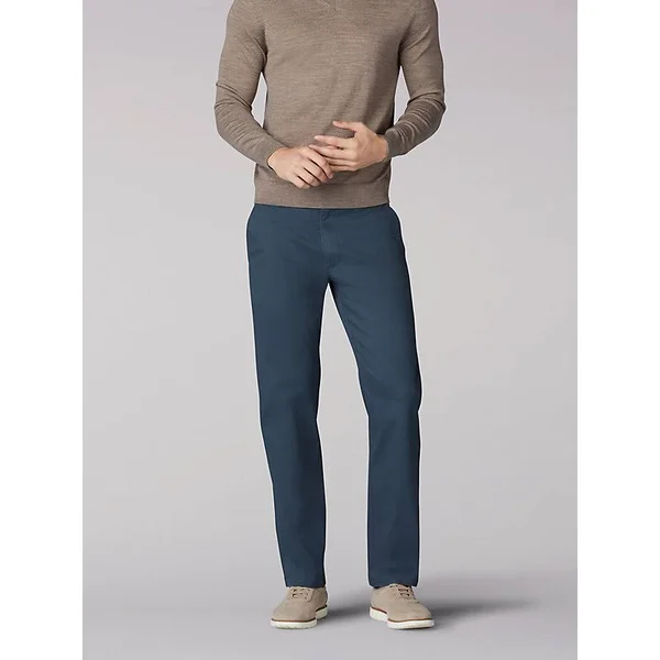 Lee Extreme Comfort Men's Straight Fit Khaki Pants, 34 32, Blue