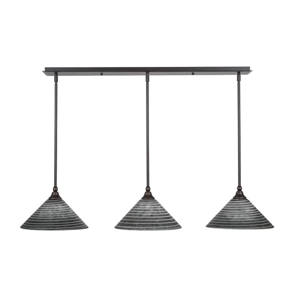Toltec Lighting 36-DG-441 3 Light Mini Pendant in Dark Granite with 12 inch Italian Bubble Glass Shade