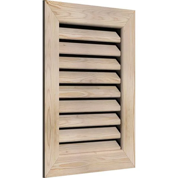 Ekena Millwork 12-in W x 16-in H Vertical Gable Vent (17-in W x 21-in H Frame Size): Unfinished - Functional, Smooth Pine Gable V