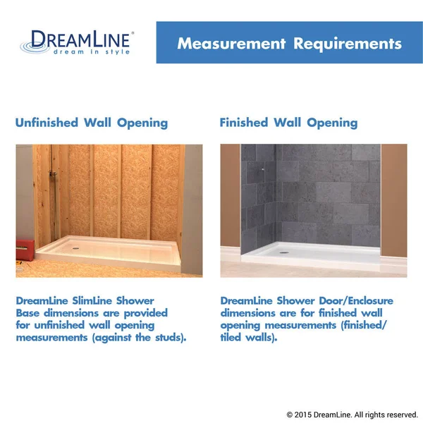 DreamLine DLT-1132480 Slimline 32 x 48 inch Single Threshold Shower Base, Center Drain