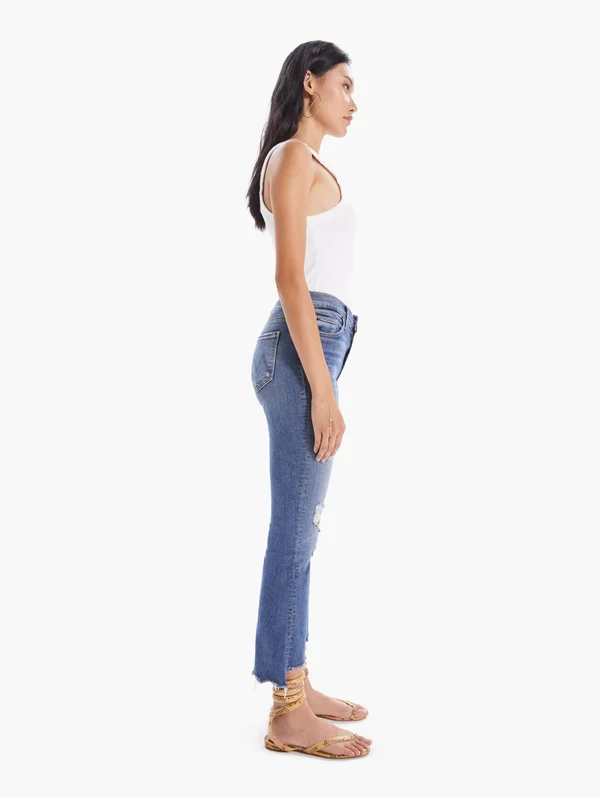 Mother The Insider Crop Step Chew Dancing on Coals Jeans in Blue - Size 28