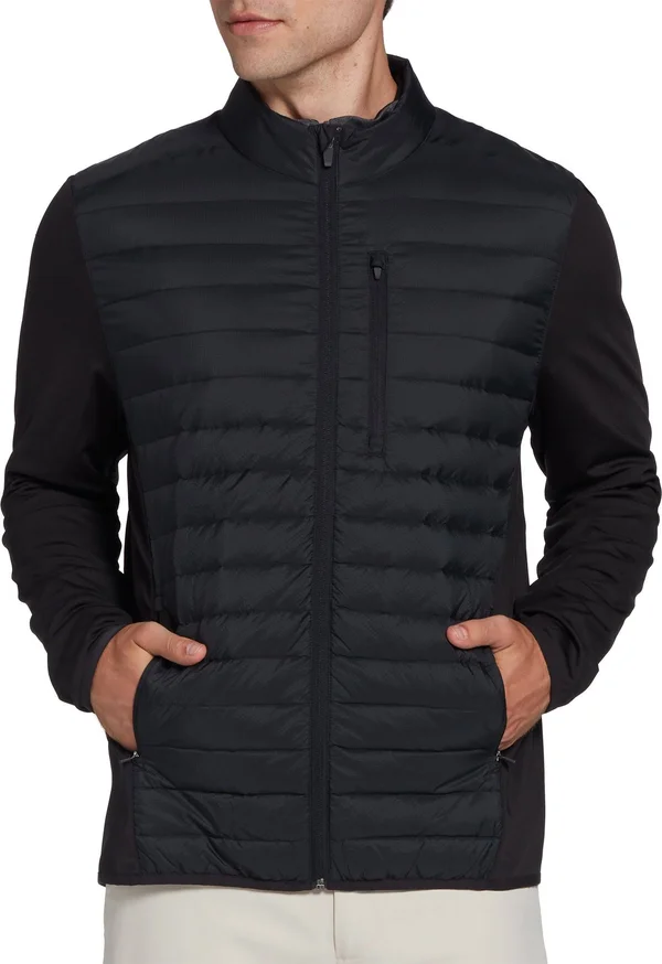 Walter Hagen Men's P11 Quilted Down Hybrid Golf Jacket - XXL, Black