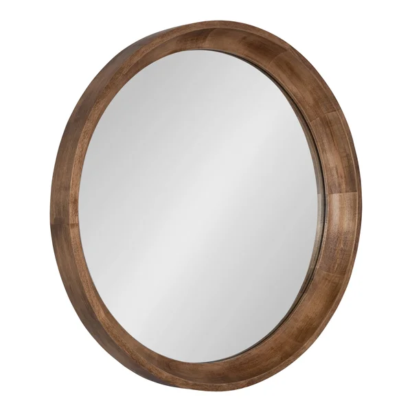 Kate and Laurel Colfax Round Wood Framed Wall Mirror - Natural (30x22 Diameter)