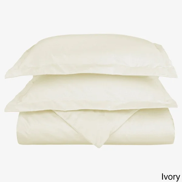Superior 600 Thread Count Cotton Blend Solid Duvet Cover Set Grey Twin